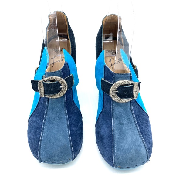 John Fluevog Summer Of Love Amor Blue Suede Shoes Clogs - Picture 3 of 12